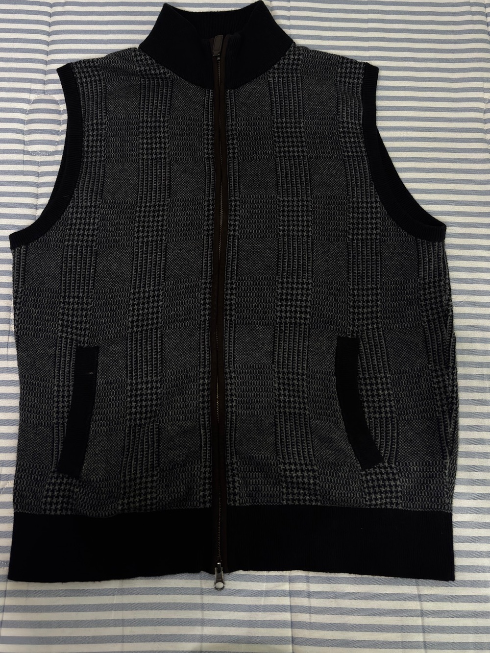 Daniel Cremieux Black & Gray Knit Zip Vest